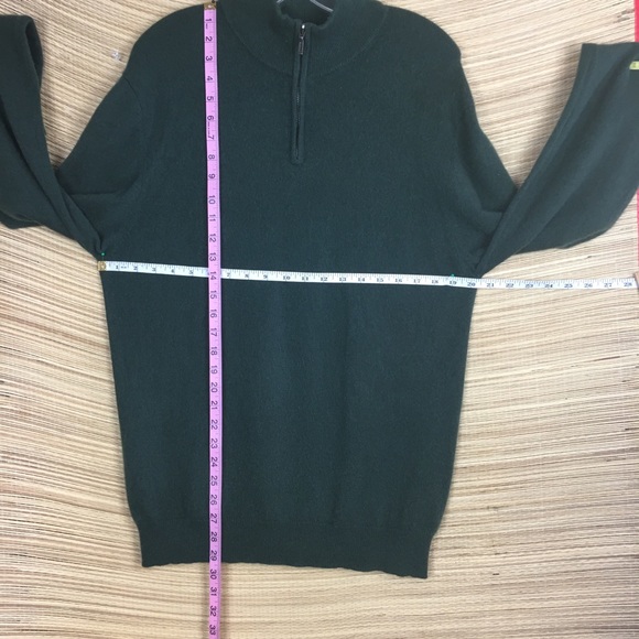 Joseph & Lyman Men's Green Cashmere 1/4-zip Mock-Neck Sweater Pullover Sz L - Picture 8 of 8